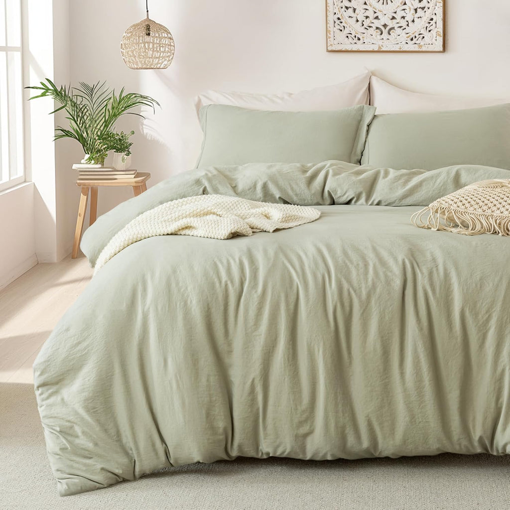 MILDLY Duvet Cover King Ultra Soft Comforter Cover Set 3pcs, Mist Sage