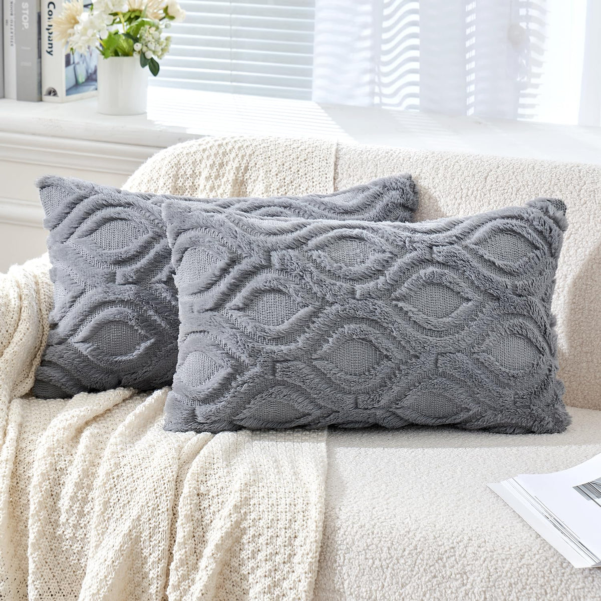 MIULEE Fall Mustard Yellow Soft Plush Faux Wool Throw Pillow Covers 18x18