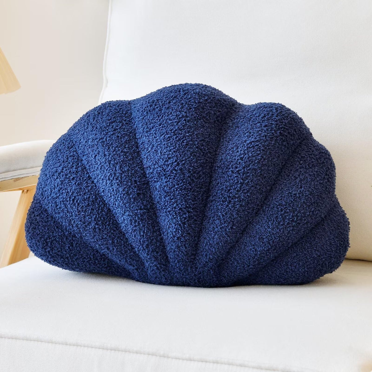 Lfsaaj Dusty Blue Seashell Throw Pillows, Shell Shaped Throw Pillows, 13 Inch Soft Home Decorative Pillow Plush Cushion for Bed Couch Living Sofa Room Decor Accent Throw Pillow