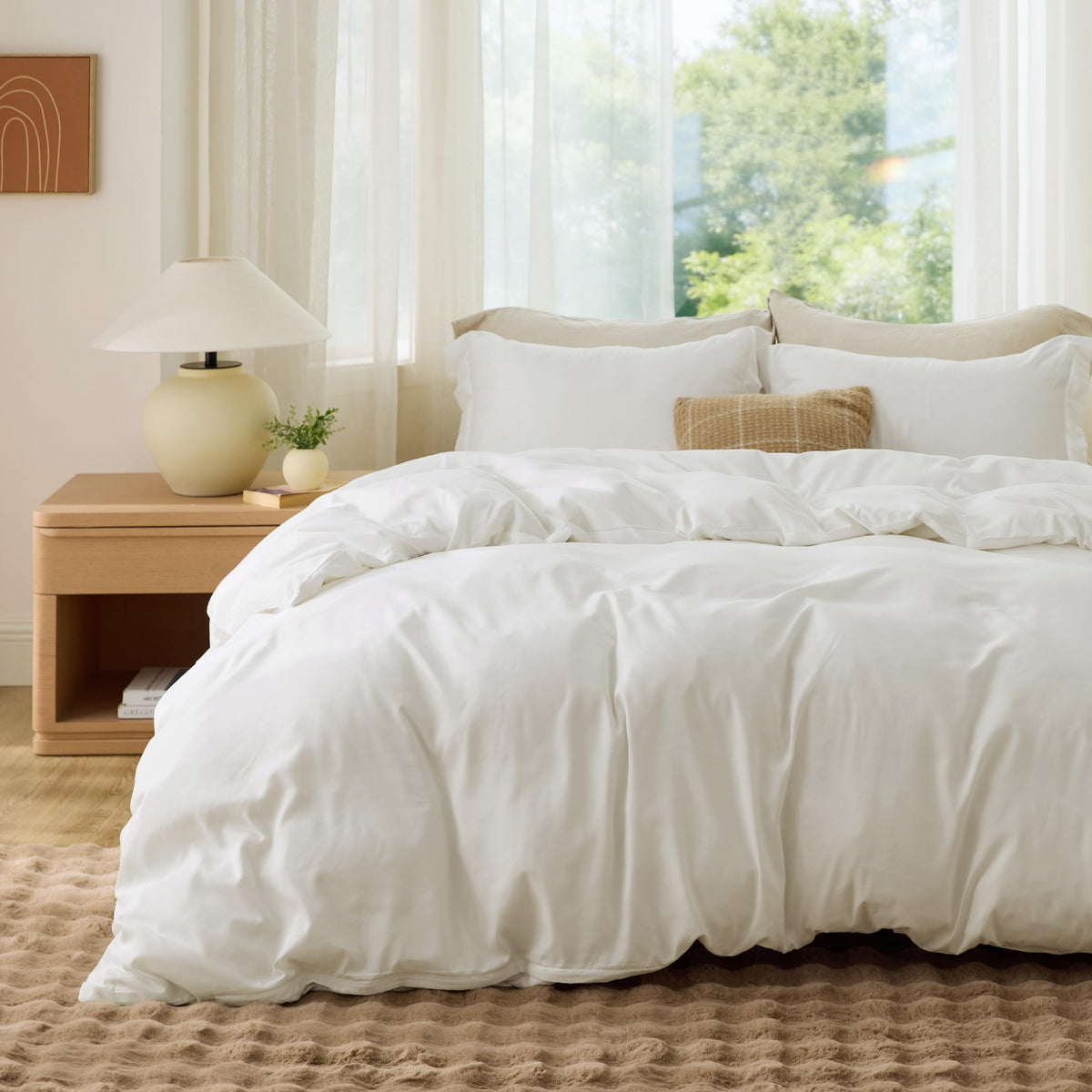 Bedsure Duvet Cover Queen Size, Double Brushed Bedding Set, Olive Green