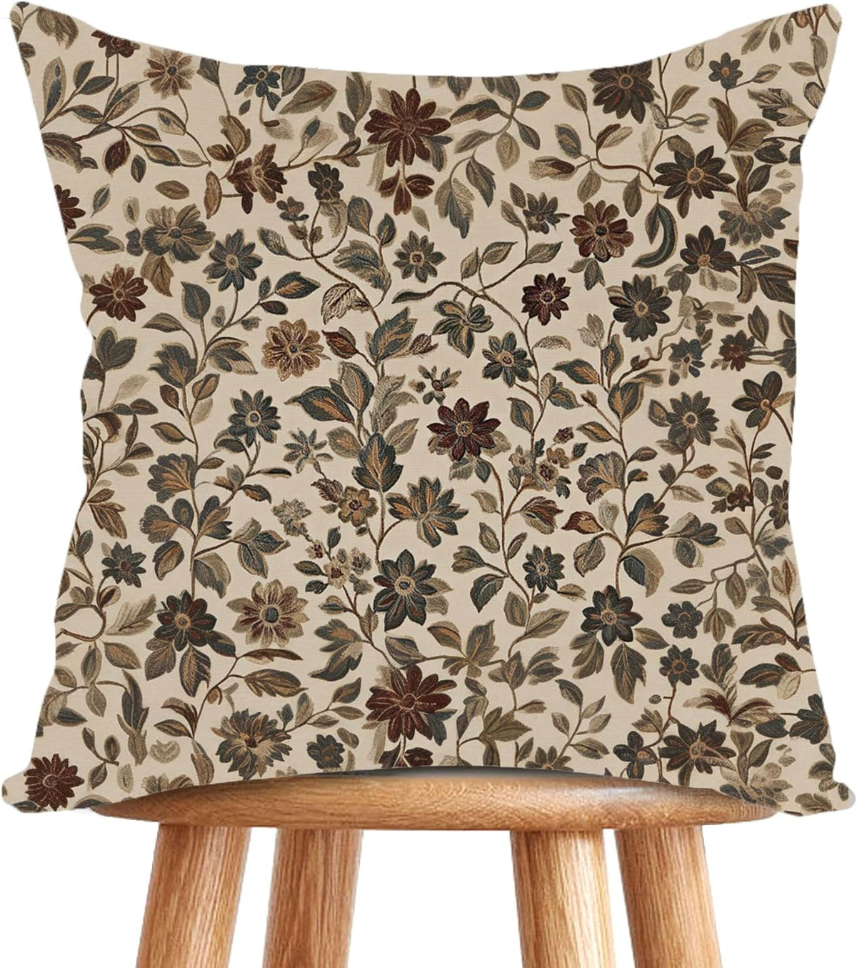 YOU FOUND ME William Morris Abstract Vintage Floral Velvet Design Throw Pillow Covers Home Decor, Retro Art Decor Pillowcase Cushion Cover for Bed Sofa Living Room, Square 18x18inch (Beige-Floral)