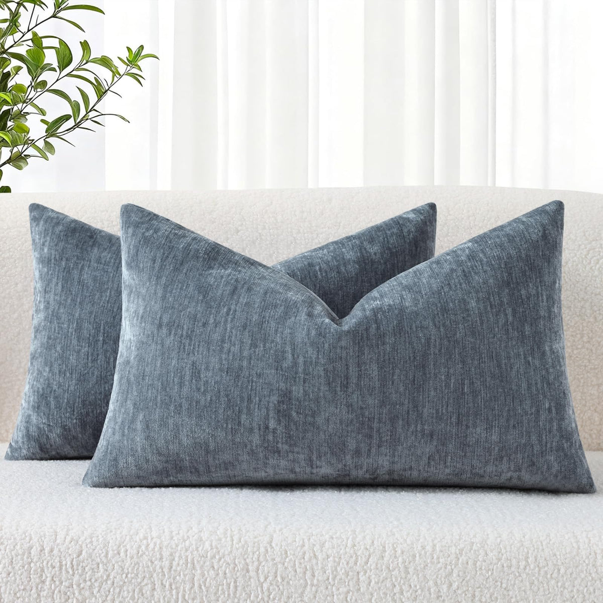 decorUhome Soft Chenille Blush Pink Throw Pillow Covers 18X18 Set of 2
