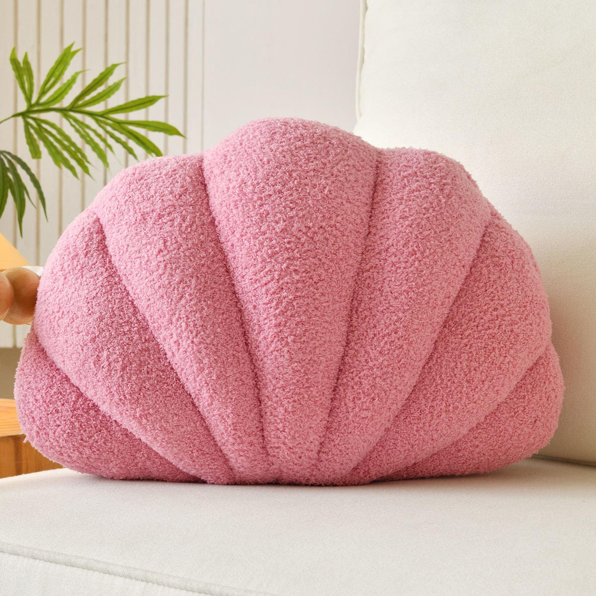 Lfsaaj Dusty Blue Seashell Throw Pillows, Shell Shaped Throw Pillows, 13 Inch Soft Home Decorative Pillow Plush Cushion for Bed Couch Living Sofa Room Decor Accent Throw Pillow