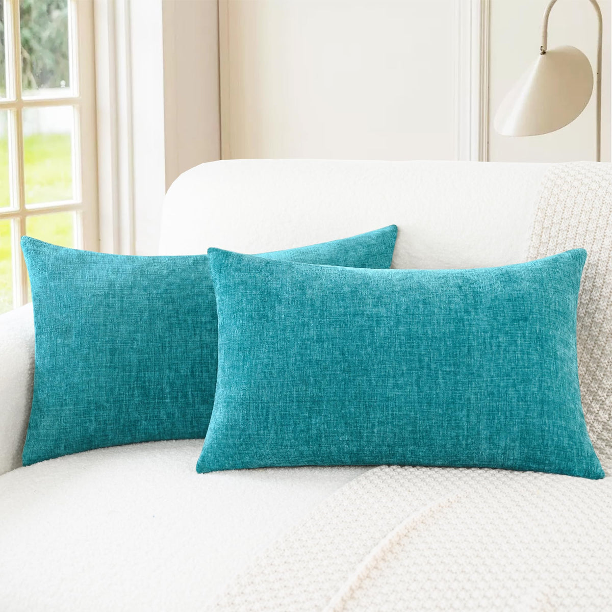 CaliTime Decorative Couch Throw Pillow Covers 18 X 18 Inches Navy Blue