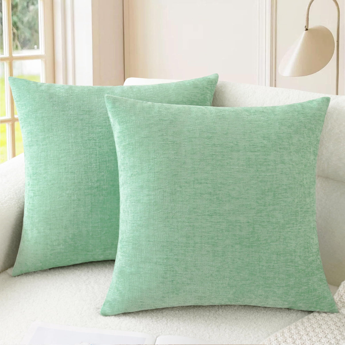 CaliTime Decorative Couch Throw Pillow Covers 18 X 18 Inches Navy Blue
