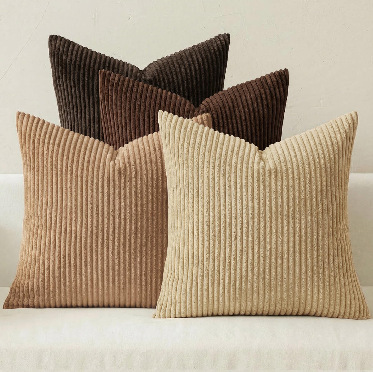MIULEE Fall Corduroy Decorative Throw Pillow Covers Rust-Olive Green 18x18