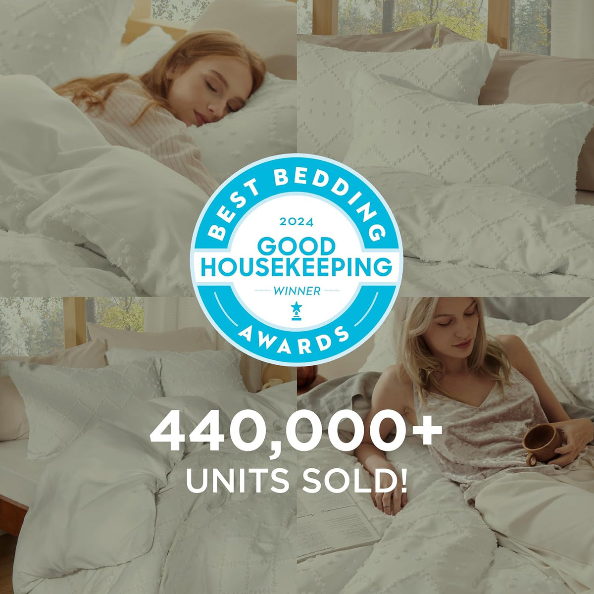 Bedsure White Boho Duvet Cover Queen, Soft Vintage Embroidery