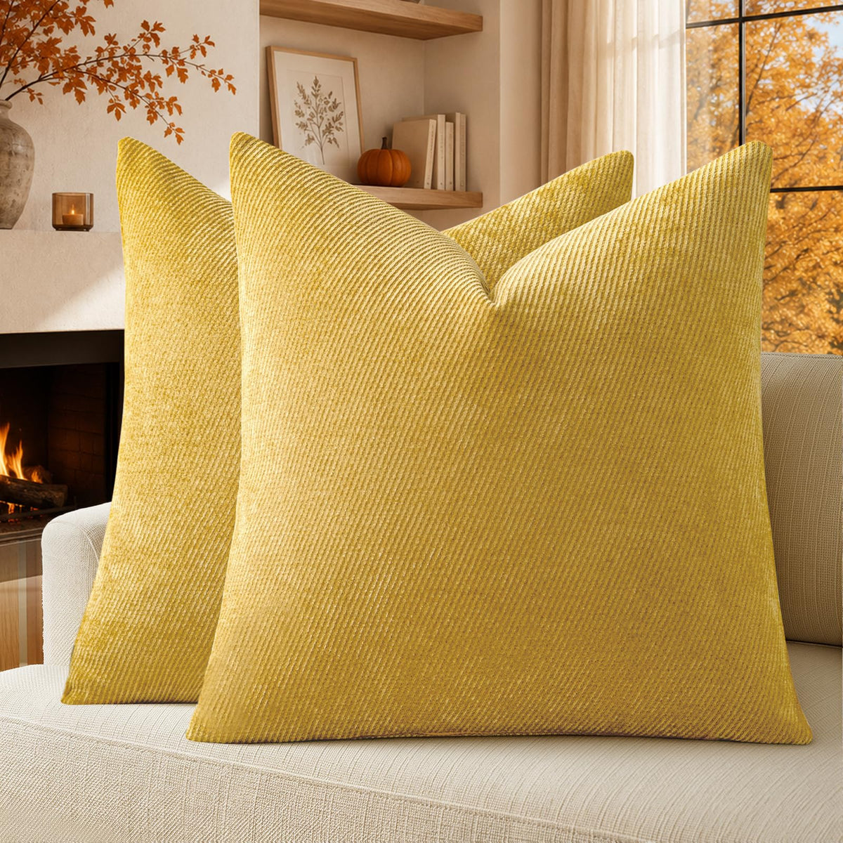 a moment Fall Decorative Throw Pillow Covers Pack of 2,12x20 Inch Rust