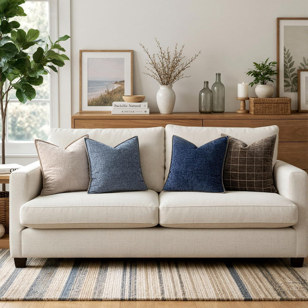 MIULEE Decorative Couch Throw Pillow Covers 18x18 Inch Navy 2 Pack