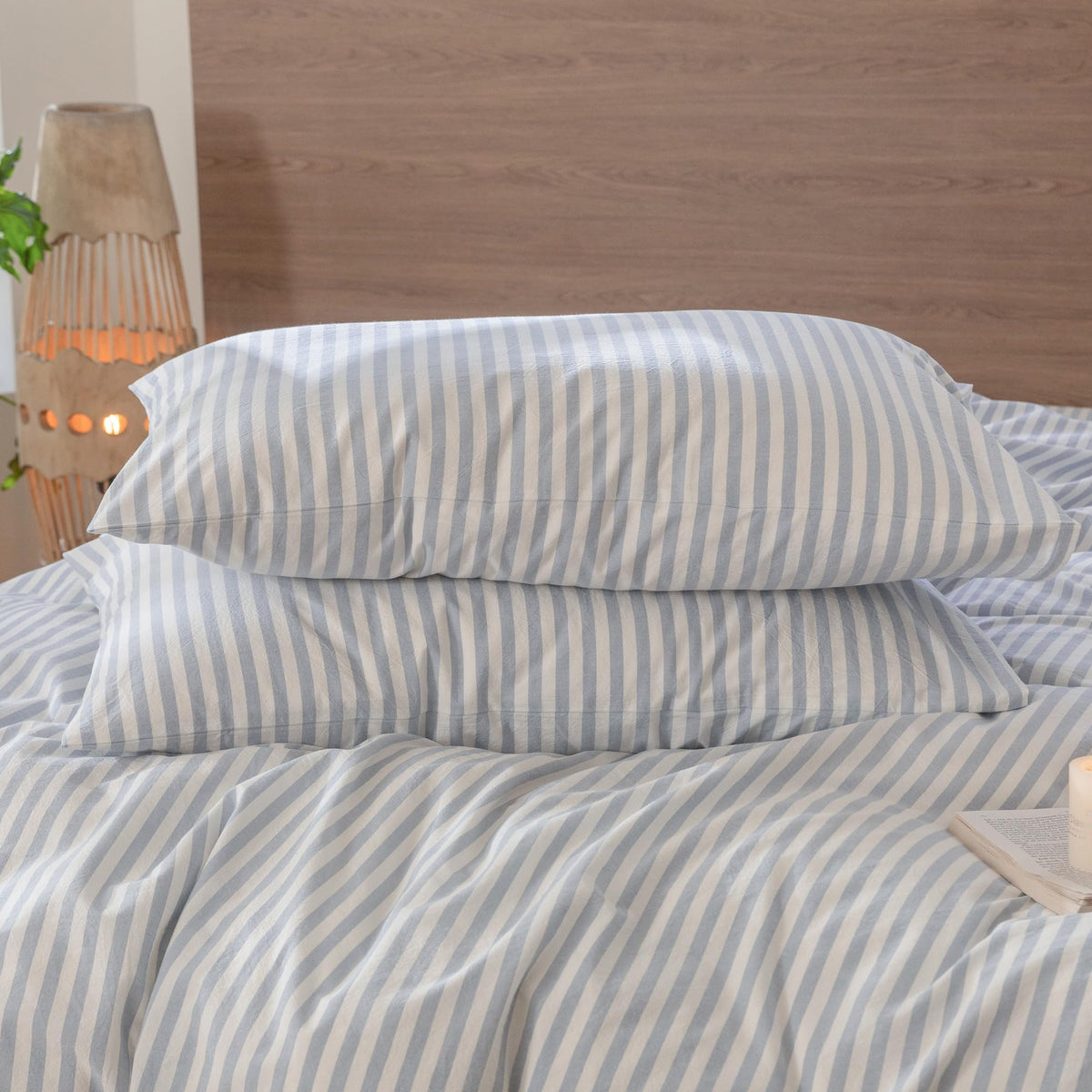 MOOMEE Pillowcase Set of 2 100% Washed Cotton Linen-Like Standard