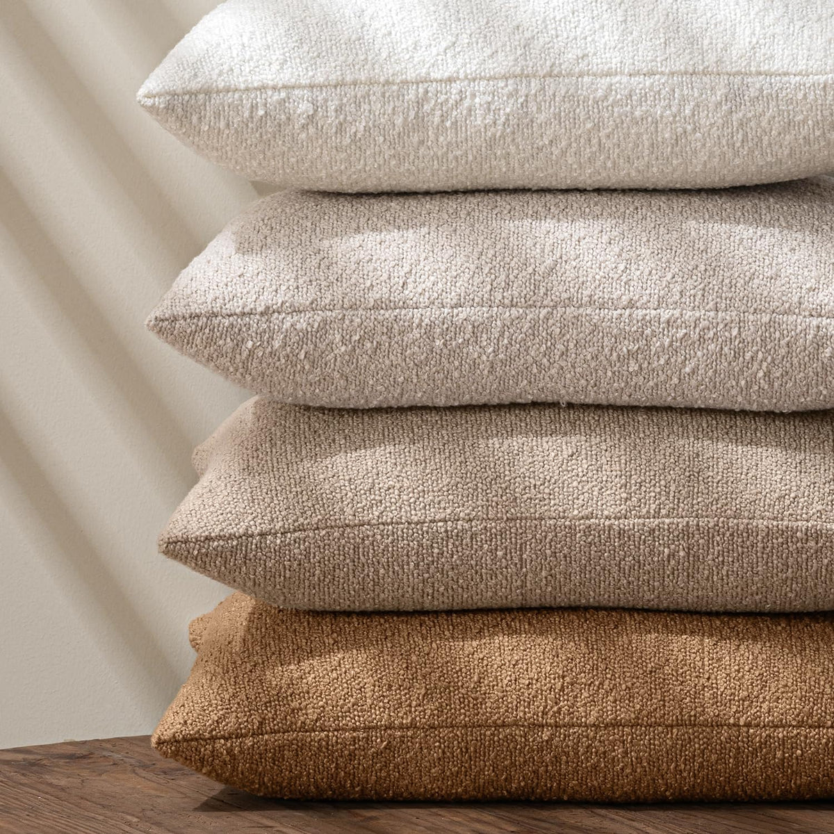 MIULEE Textured Boucle Lumbar Pillow Cover for Bed 12x20 Neutral