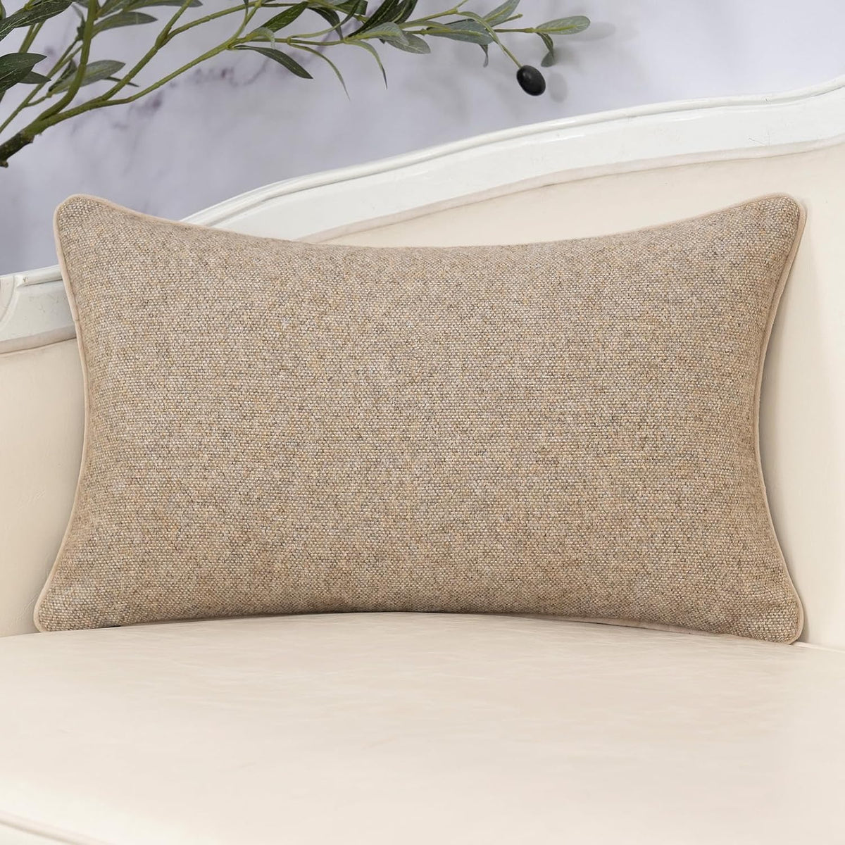 Yangest Neutral Floral Pillow Cover 12 x 20 Inches, Vintage Chenille Rectangle Throw Pillow Cover Soft Decorative Farmhouse Accent Couch Pillow Cover for Living Room Bedroom, Green