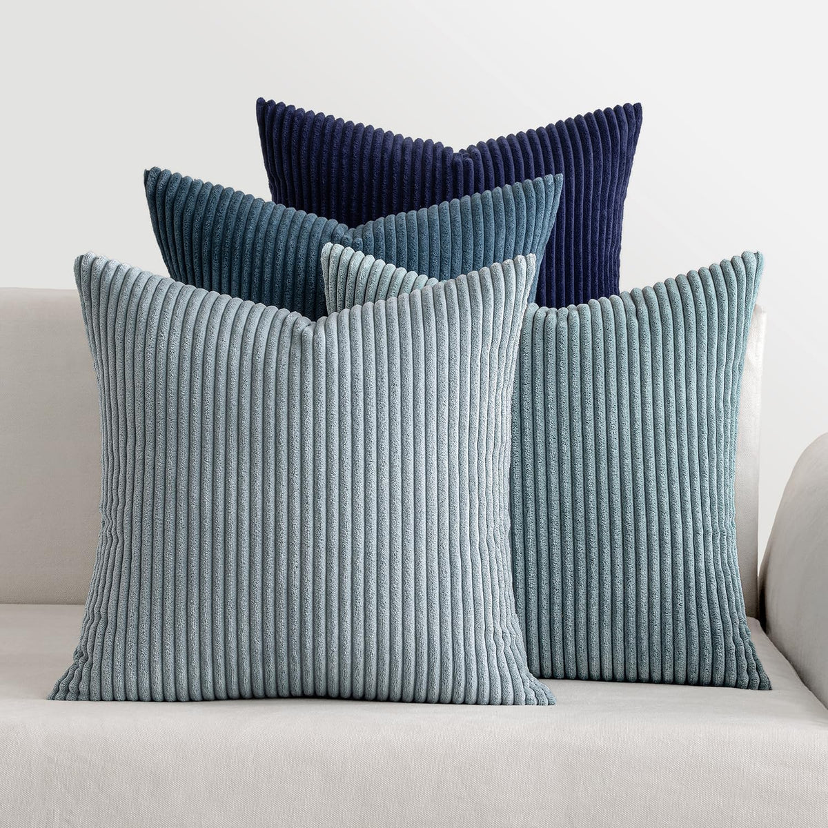MIULEE Fall Corduroy Decorative Throw Pillow Covers Rust-Olive Green 18x18