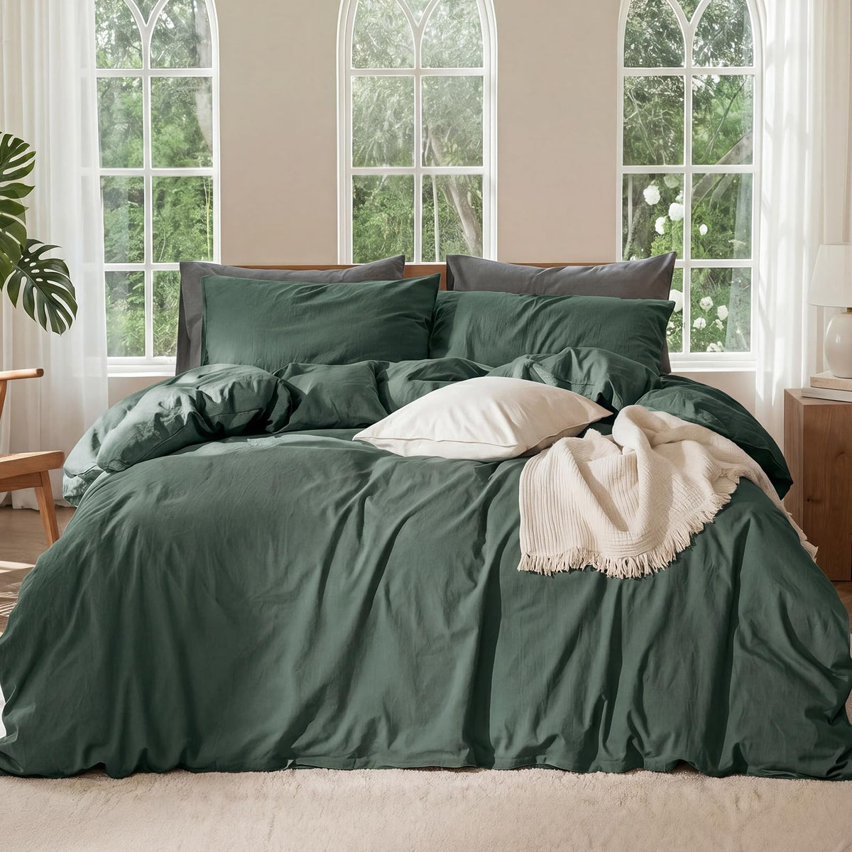100% Linen Duvet Cover, Soft 3pcs Bedding Set with Zipper Closure, Natural Texture, Breathable for Hot Sleeper,Comforter Not Included(Dark Grey,King(104 * 90))