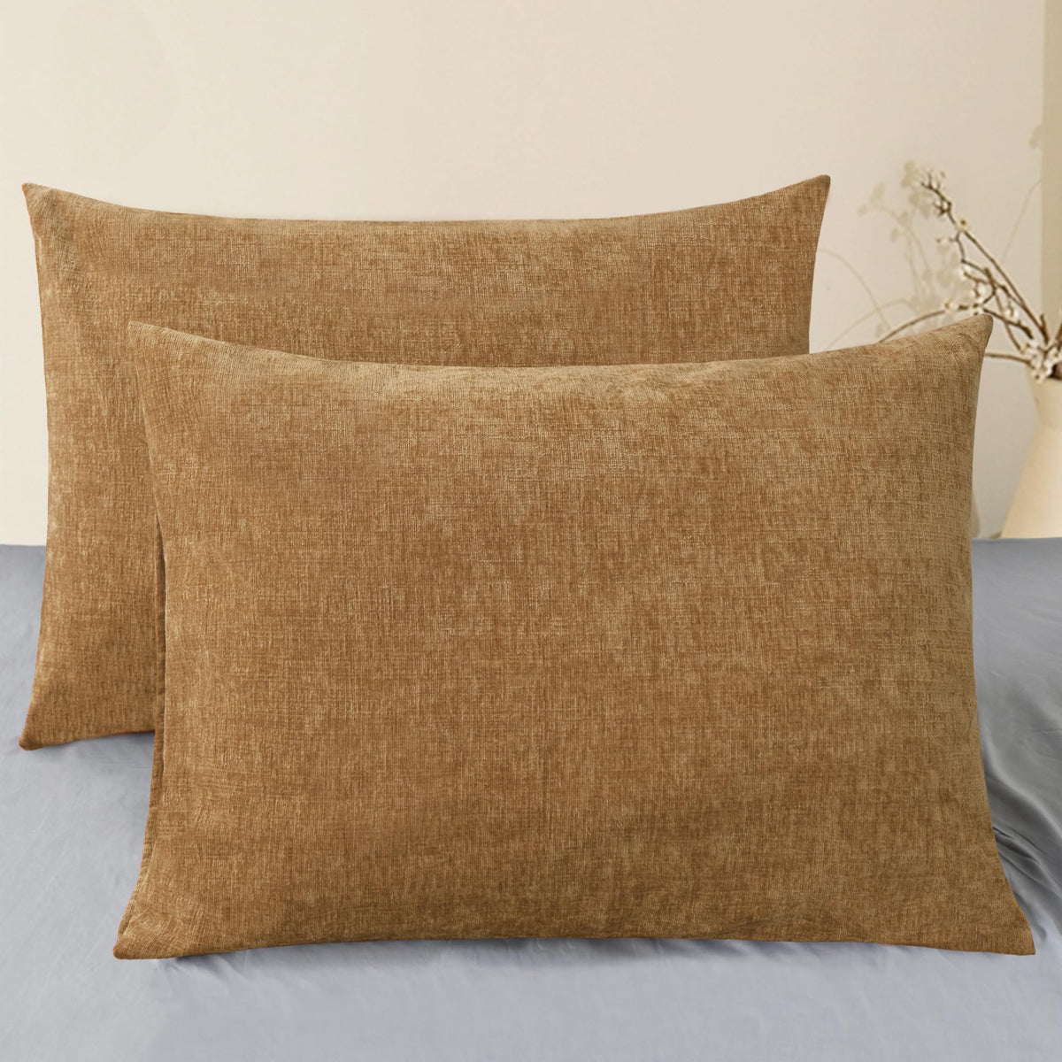 CaliTime Decorative Couch Throw Pillow Covers 18 X 18 Inches Navy Blue