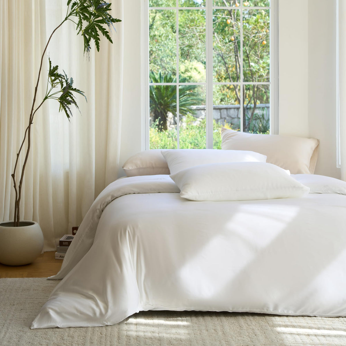 DOZ Duvet Cover Set, 100% Viscose derived from Bamboo, Organically Grown, Buttery Soft, Cooling Duvet Covers, High GSM, 1 Duvet Cover and 2 Pillowcases, 90"x90" (Sage, Full/Queen)