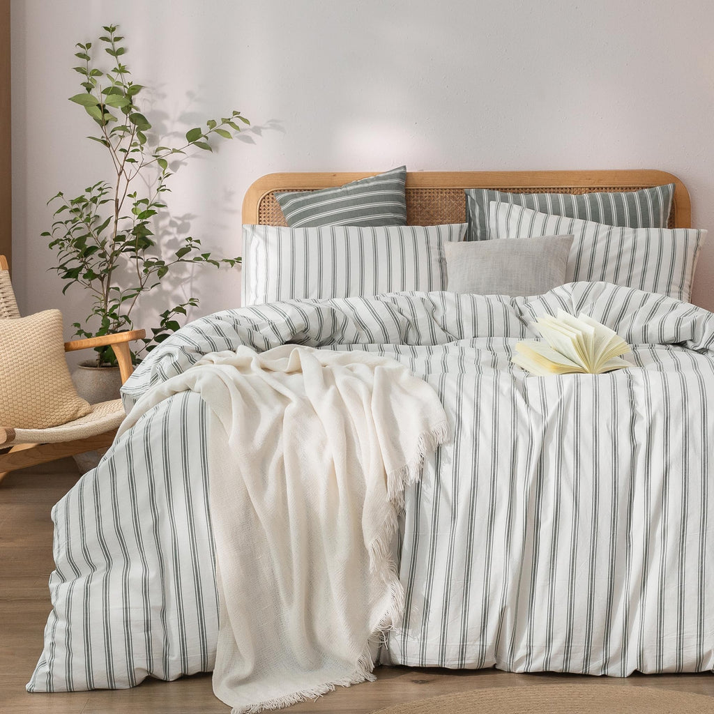 BESTOUCH Cotton Solid Duvet Cover Set Linen Feel Cornflower Blue King