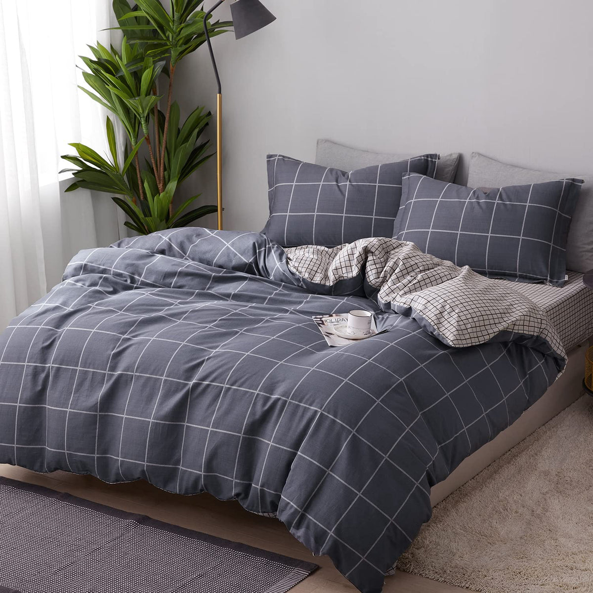 Duvet Cover Set King Size 100% Organic Cotton Pirate Black, SAPHREAS 3 Pcs Soft Bedding Comforter Cover with Zipper Closure & Corner Ties, Comforter Not Included