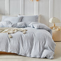 DuShow Grid King Duvet Cover Set - Tan Gingham Washed Microfiber Comforter Cover Set, 3 Pieces Plaid Checkered Soft Reversible Bedding Set(Tan,King)