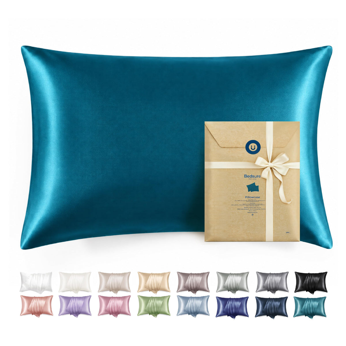 Bedsure Satin Pillowcase with Zipper, Similar to Silk Pillow Cases 2 Pack, Beige Standard Size Satin Pillow Case, Silky & Soft Pillow Covers, Valentines Day Gifts for Women Men, 20x26 Inches