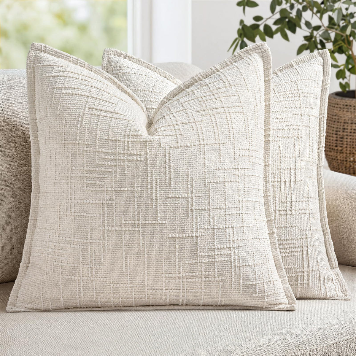 MIULEE Slubby Textured Decorative Throw Pillow Covers Dark Green 18x18