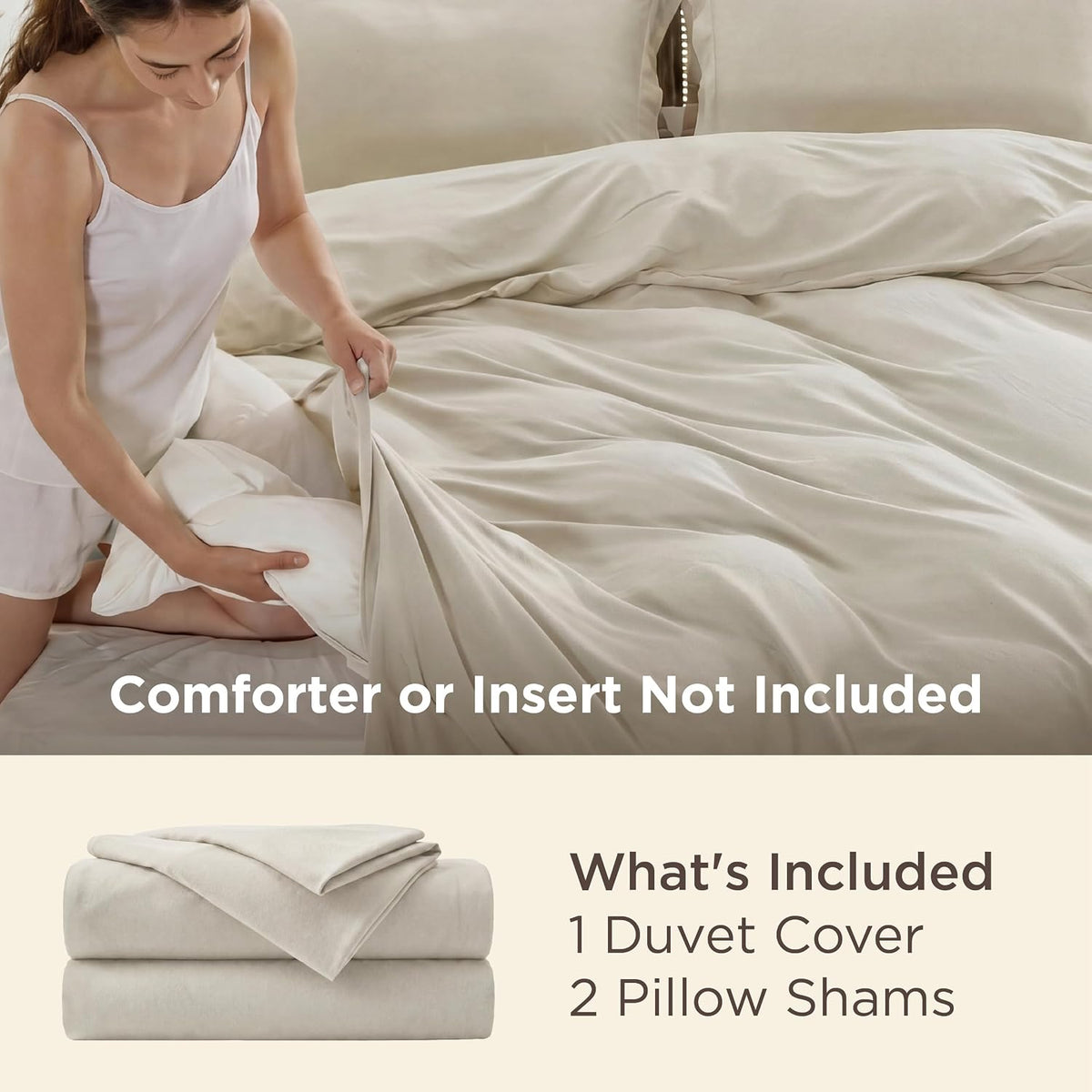 Bedsure Duvet Cover Queen Size, 3Pcs Soft Double Brushed Bedding Set, Linen