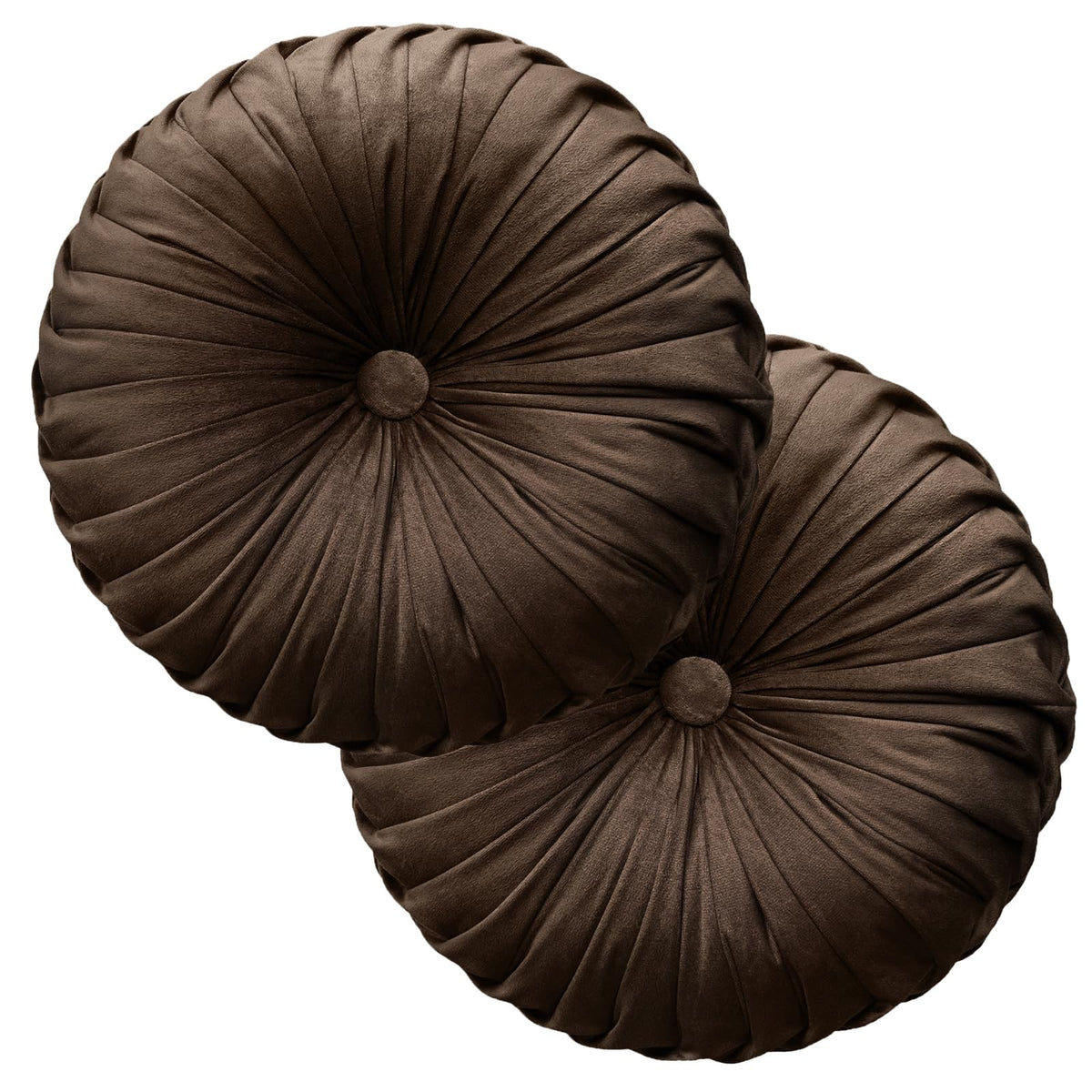 Teieas Round Pillows Velvet Pleated Circle Pillow Floor Pillows Burgundy