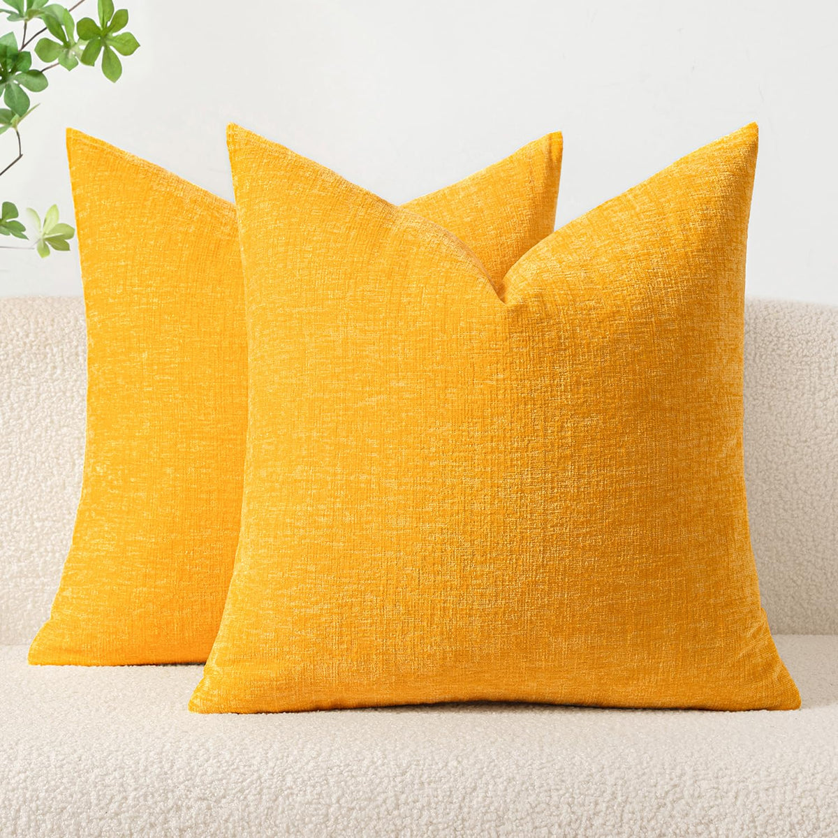 MIULEE Soft Chenille Throw Pillow Covers Sage Green 18x18 Inch Pack of 2