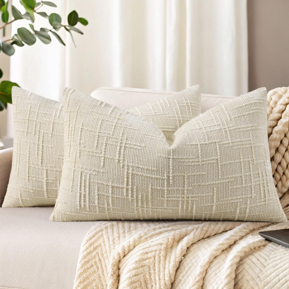 decorUhome Textured Chenille Throw Pillow Covers 18x18 Set of 2 Rust