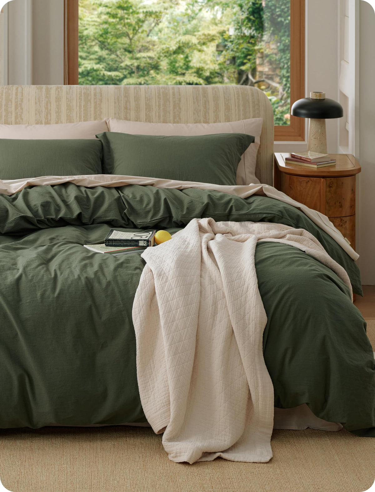 Bedsure PureWoven 100% Washed Cotton Duvet Cover Set, King Size, 3-PC