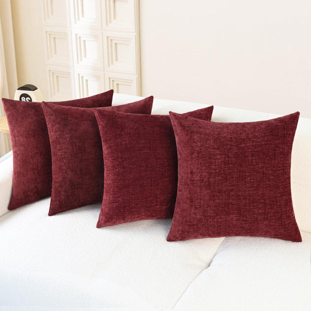 CaliTime Decorative Couch Throw Pillow Covers 18 X 18 Inches Navy Blue