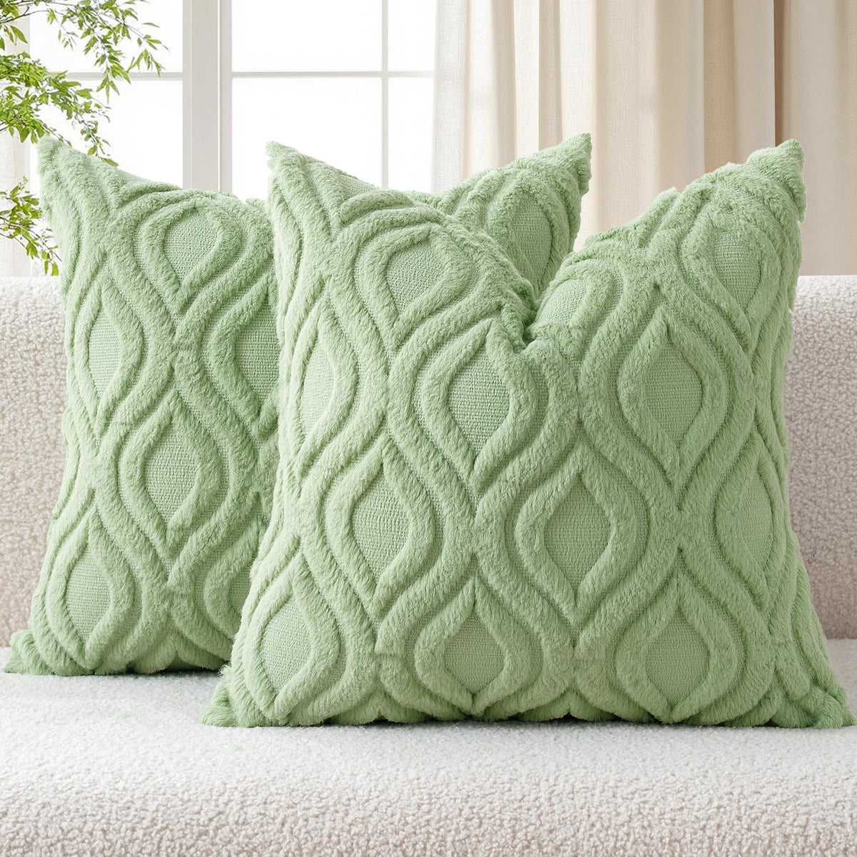 MIULEE Fall Mustard Yellow Soft Plush Faux Wool Throw Pillow Covers 18x18
