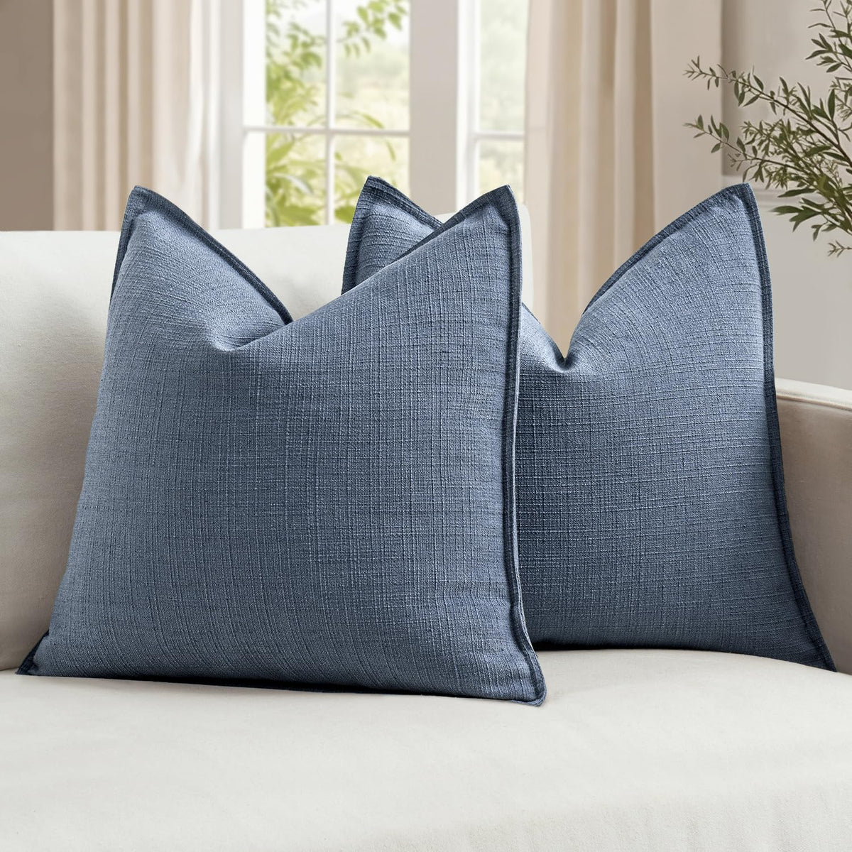 MIULEE Thick Textured Rust Decorative Fall Throw Pillow Covers 20x20 Inch