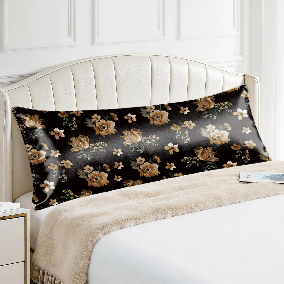 EXQ Home Satin Pillowcase for Hair and Skin Queen - Printed Black Sun