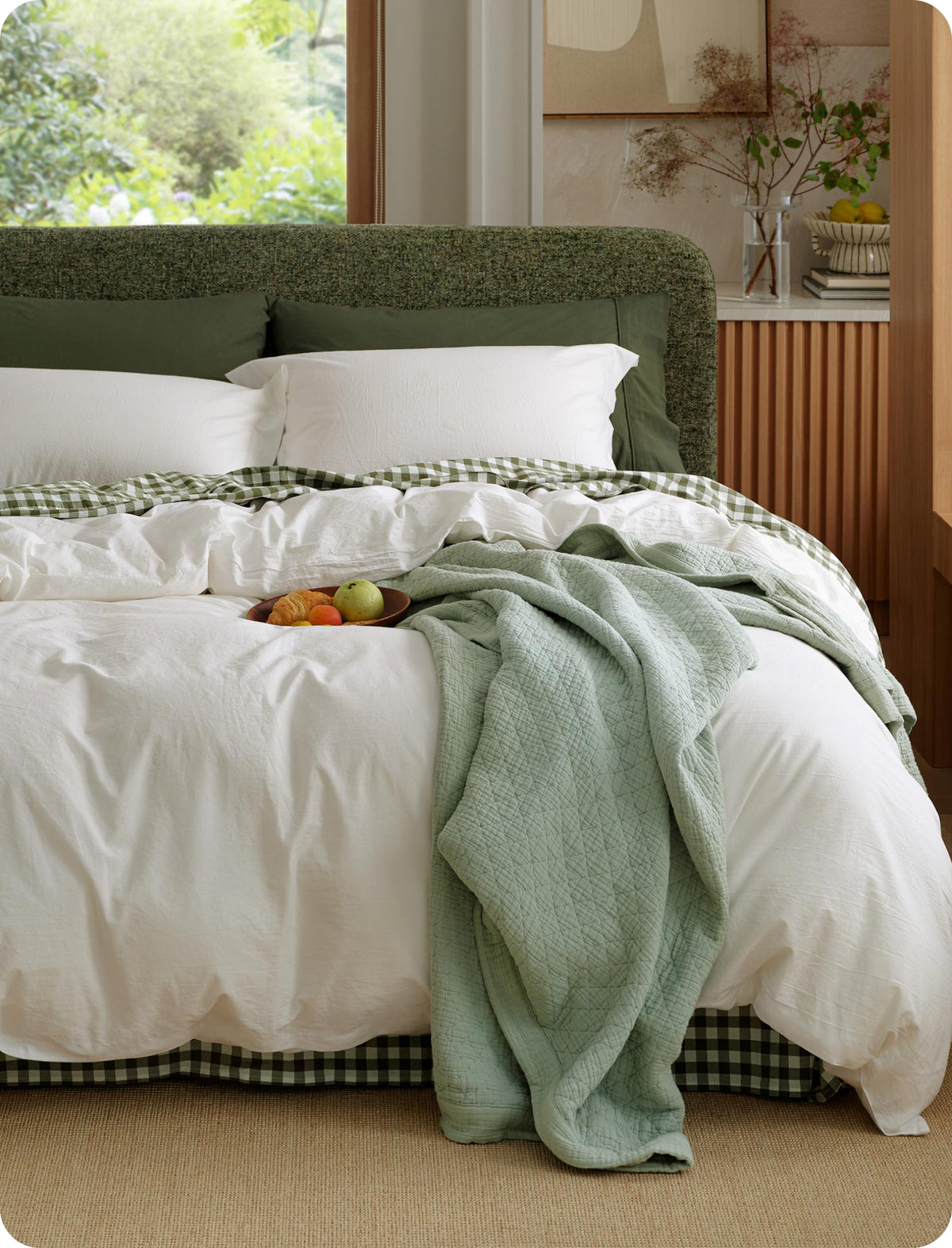 Bedsure PureWoven 100% Washed Cotton Duvet Cover Set, Queen Size, 3-PC