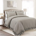 Lush Decor Reyna Ruffle Cotton Duvet Cover Set 3 Piece Set Full/ Queen, White - Queen Size Bedding Set - White Duvet Queen- Ruffled Bedding - Coquette Decor