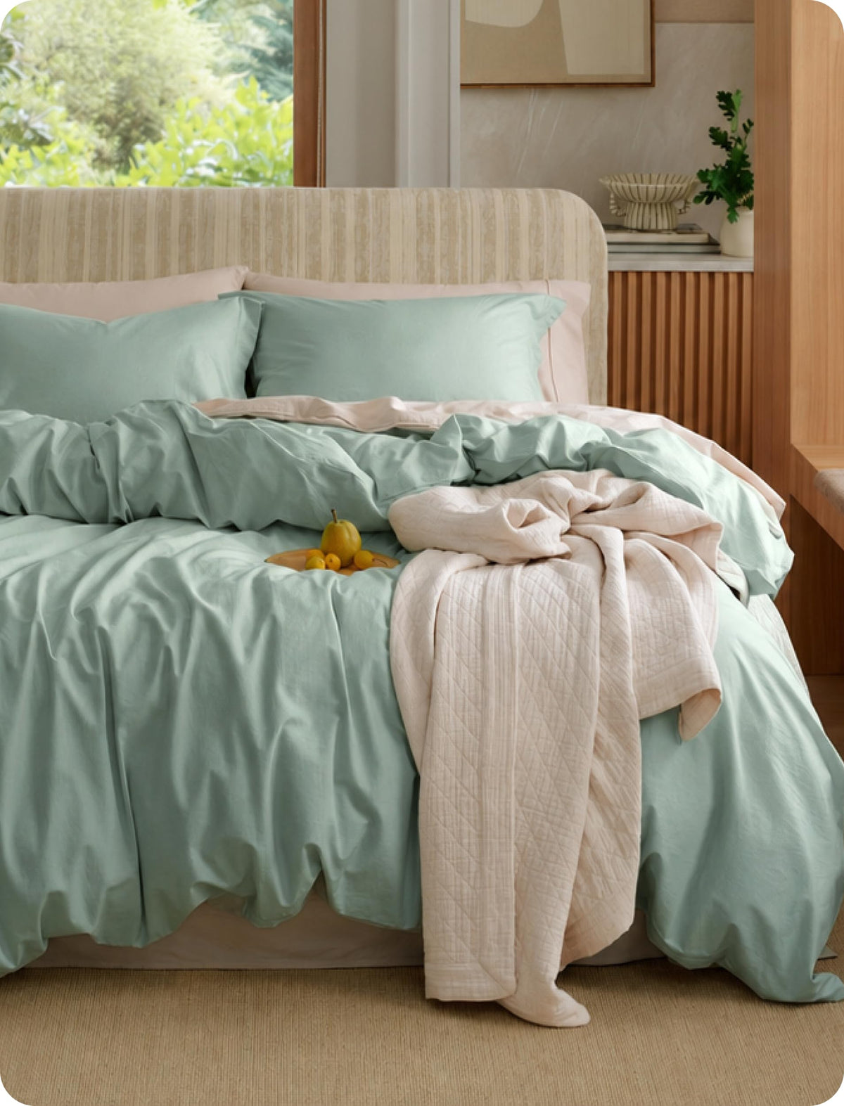 Bedsure PureWoven 100% Washed Cotton Duvet Cover Set, King Size, 3-PC