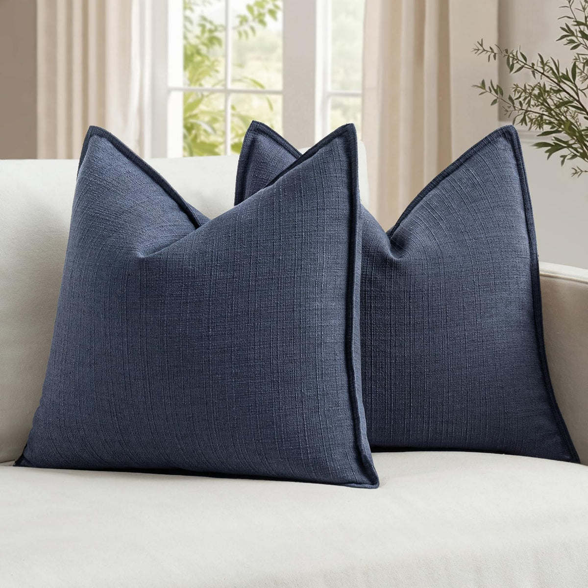 MIULEE Thick Textured Rust Decorative Fall Throw Pillow Covers 20x20 Inch