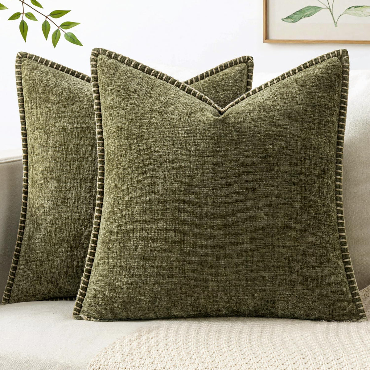 MIULEE Decorative Couch Throw Pillow Covers 18x18 Inch Navy 2 Pack