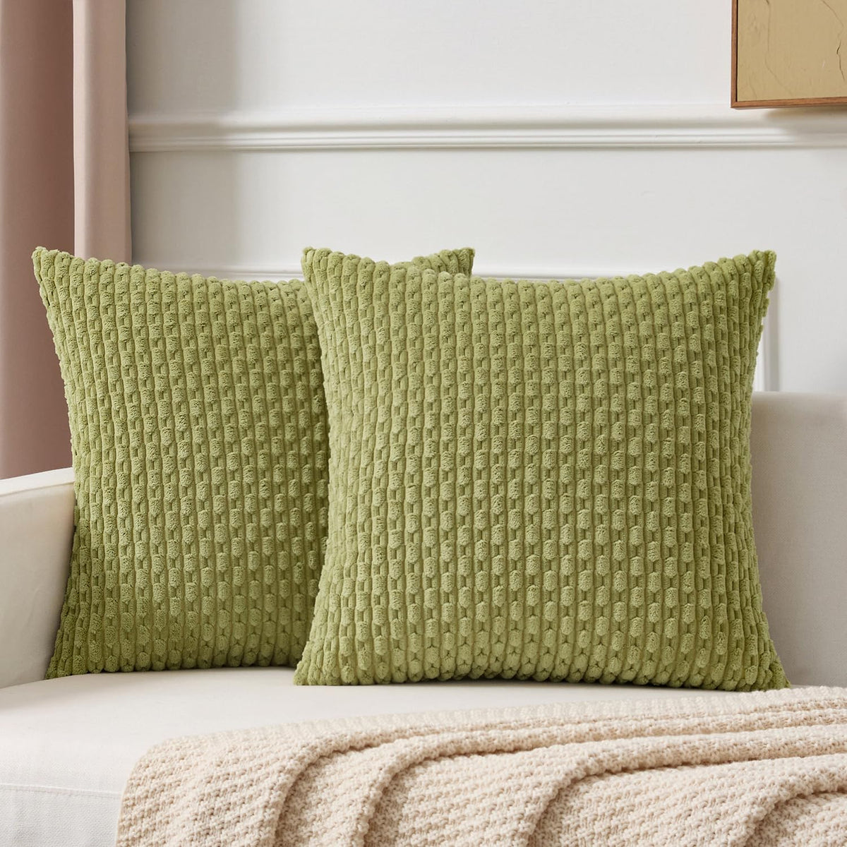 Kevin Textile Soft Corduroy 18x18 Inch Pillow Covers 2 Pack, Burnt Brick