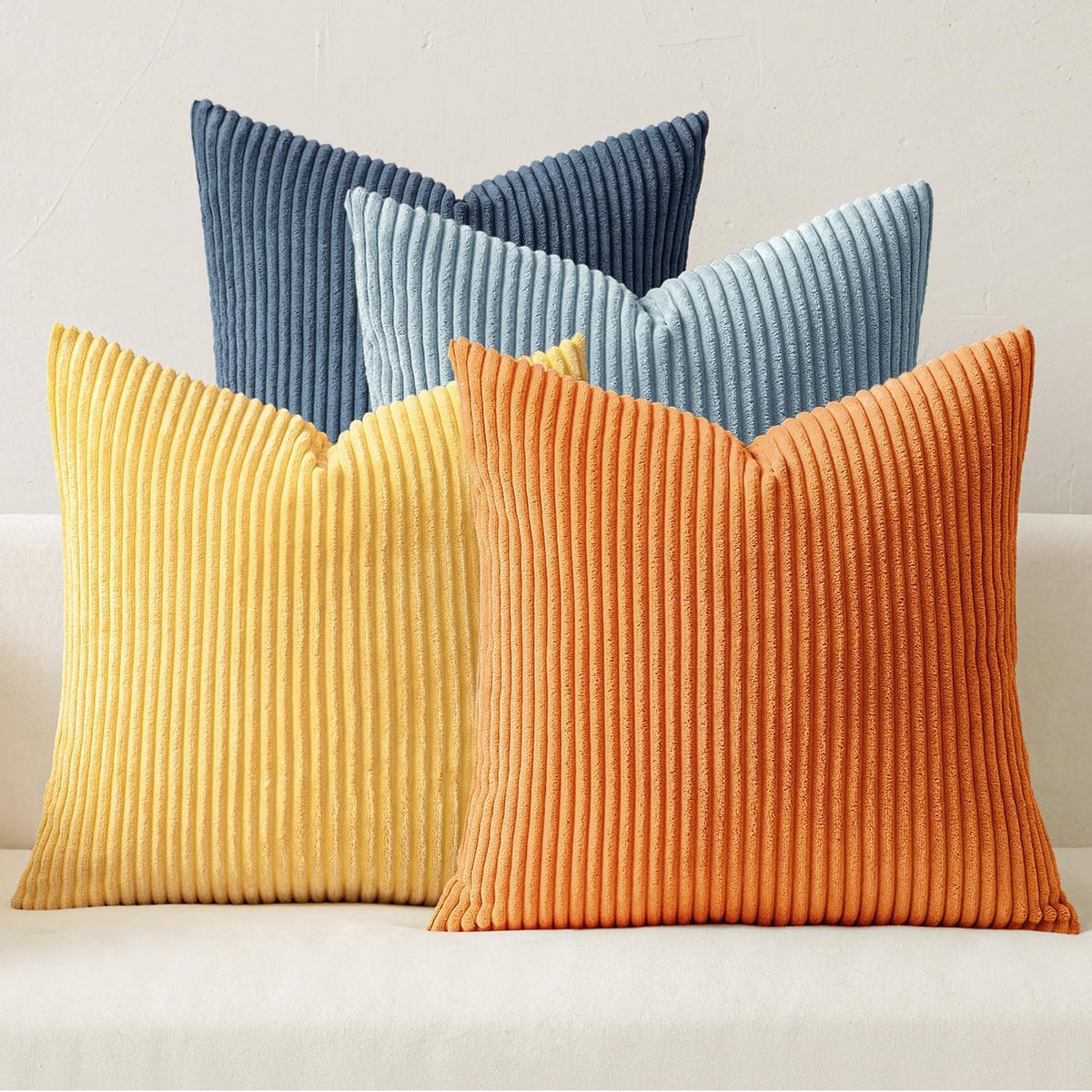 MIULEE Fall Corduroy Decorative Throw Pillow Covers Rust-Olive Green 18x18