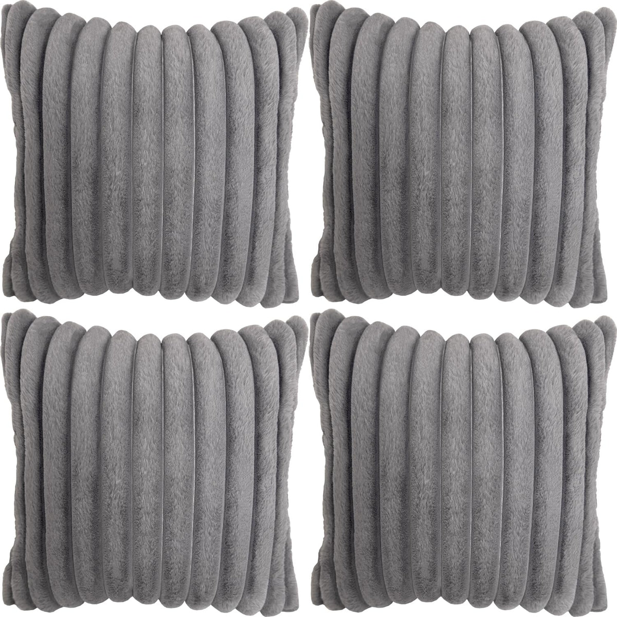 2 Pack 18x18 Pillow Cover Velvet Pillow Covers, Faux Fur Square Throw Pillow Covers for Living Room Decorations Throw Pillow Case, Throw Pillow Cover Cushion Cover for Home Sofa Bedroom Car, Grey