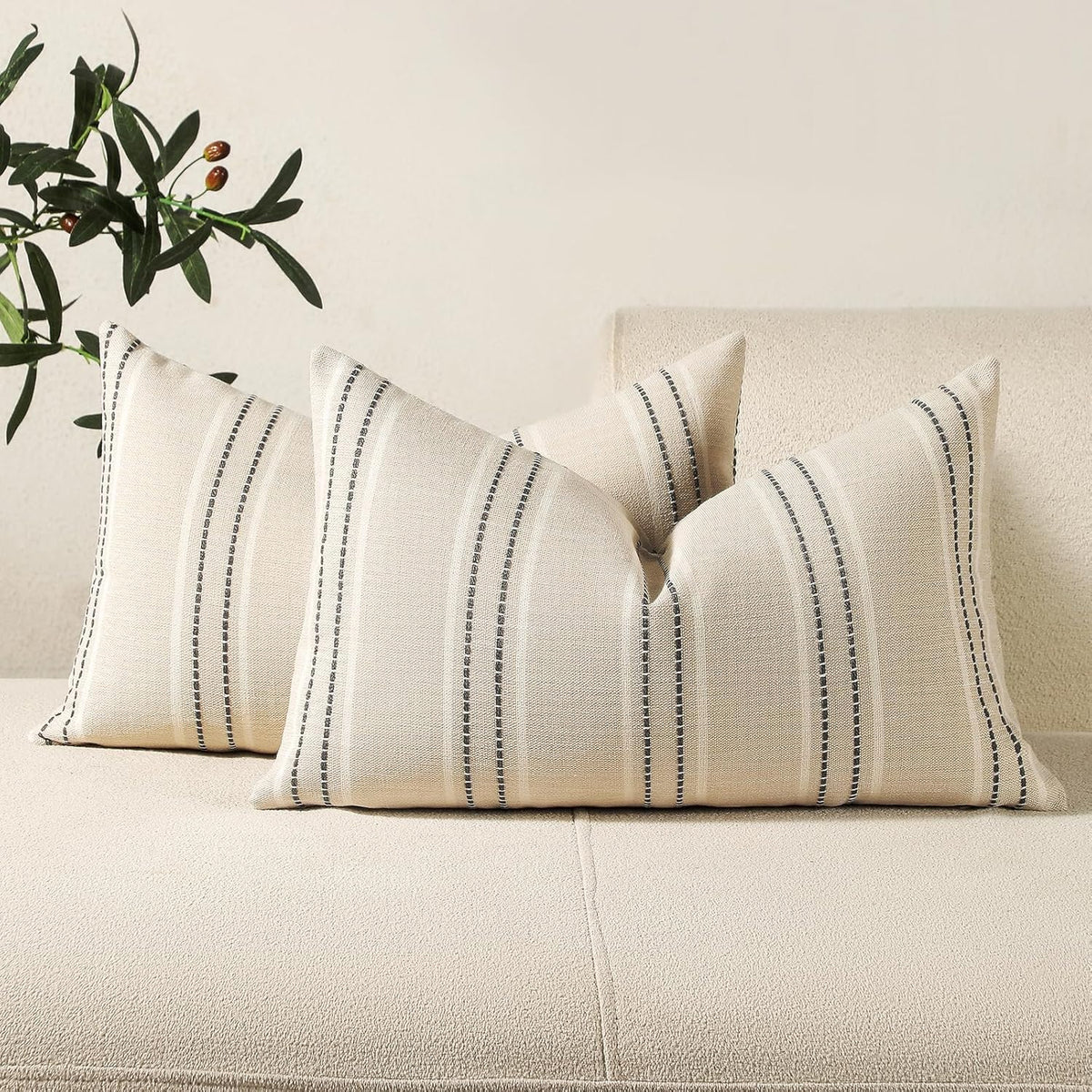 Hckot Navy Blue Throw Pillow Covers 20x20 Set of 2 Striped Pillow Covers