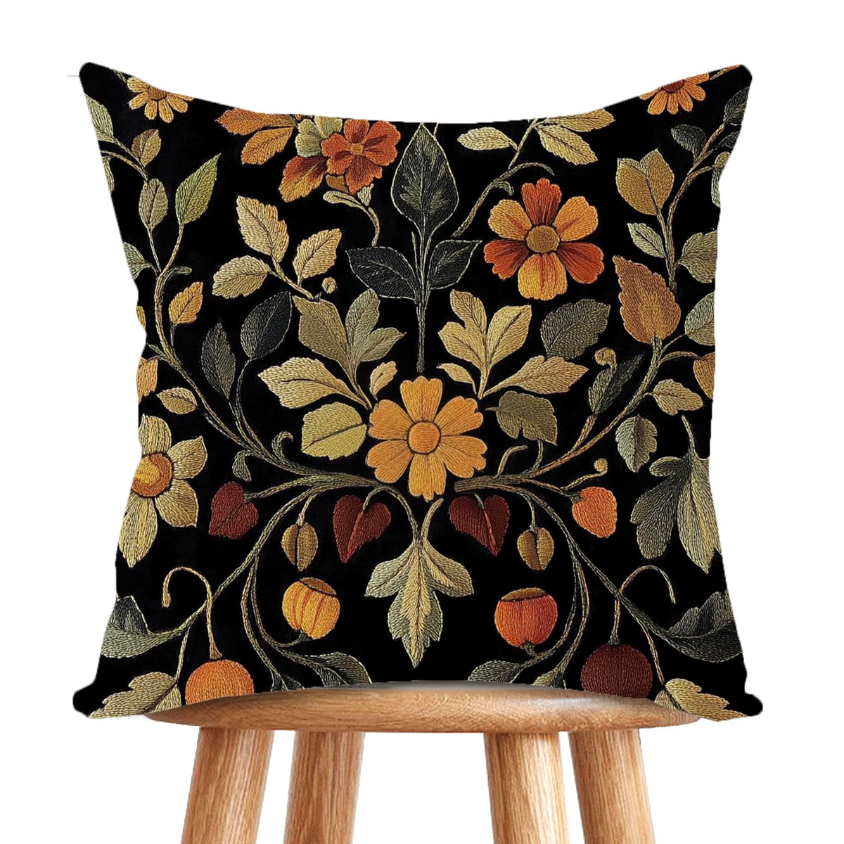 YOU FOUND ME William Morris Abstract Vintage Floral Velvet Design Throw Pillow Covers Home Decor, Retro Art Decor Pillowcase Cushion Cover for Bed Sofa Living Room, Square 18x18inch (Beige-Floral)