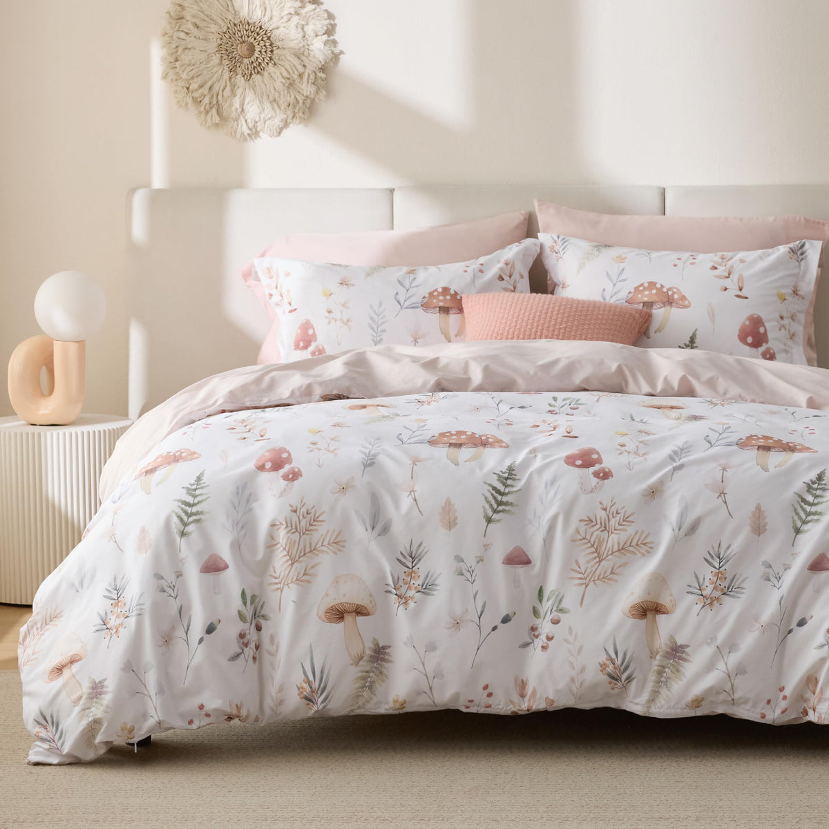 Bedsure PureWoven 100% Cotton Floral Duvet Cover Set, Queen, Green Garden