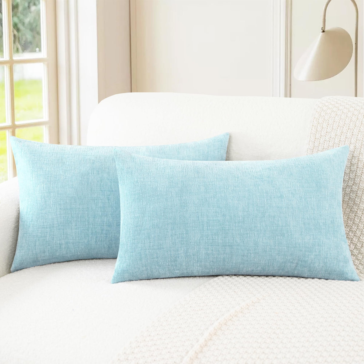 CaliTime Decorative Couch Throw Pillow Covers 18 X 18 Inches Navy Blue
