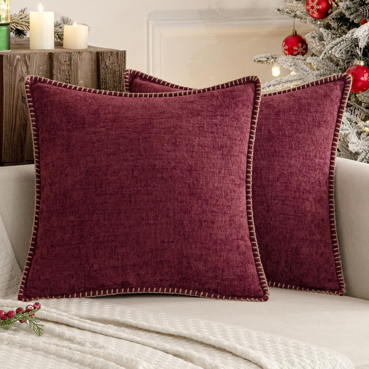MIULEE Decorative Couch Throw Pillow Covers 18x18 Inch Navy 2 Pack