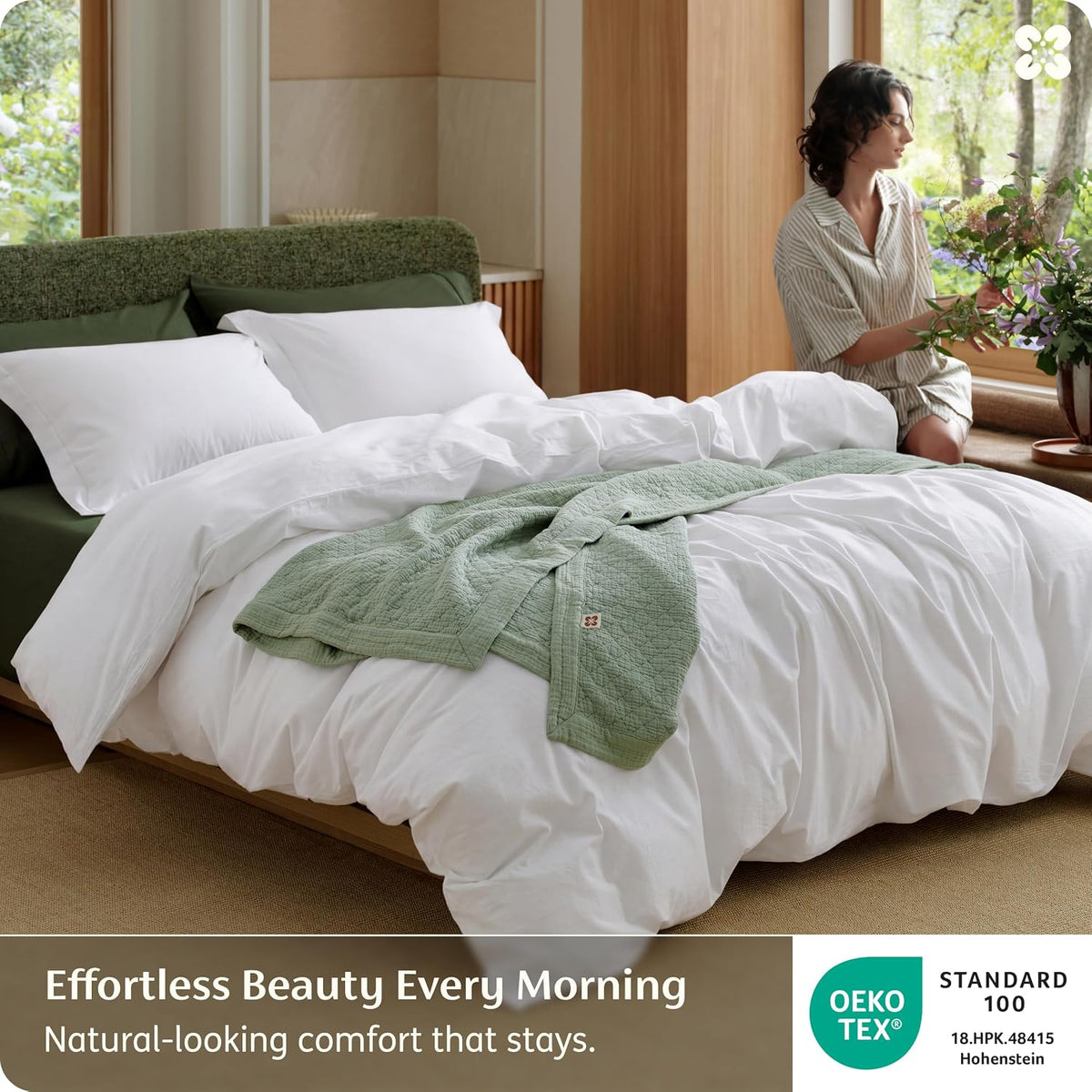 Bedsure PureWoven 100% Washed Cotton Duvet Cover Set, King Size, 3-PC