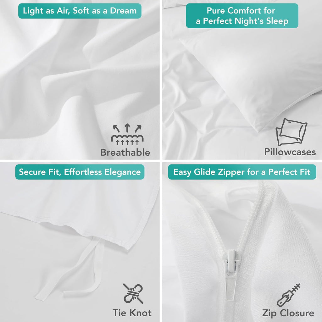 Utopia Bedding Duvet Cover Set with Pillowcases - 3 Pieces Bedding Duvet Cover with Zipper Closure - 1 Duvet Cover with 2 Pillowcases - Soft Brushed Microfiber (Queen, White)