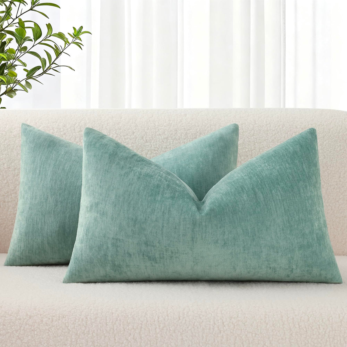 decorUhome Soft Chenille Blush Pink Throw Pillow Covers 18X18 Set of 2